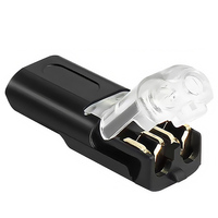 Connecteur double fil à verrouillage rapide, sans soudure, sans dénudage, type perforant, noir transparent, pour alimentation LED, PoE, TCP/IP, réutilisable
