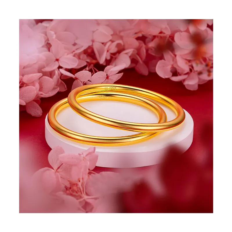 New Technology National Style Gold Plated Bracelet Single Ring Heritage with Seamless Welding Boutique Lotus Design Bangle