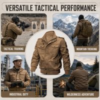 Veste bomber tactique robuste pour homme, kaki, en coton, avec plusieurs poches, vêtements de travail d'extérieur