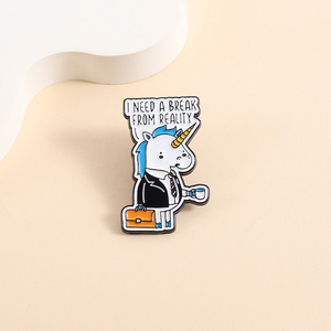 Épingles en émail « <span class=keywords><strong>Unicorn</strong></span> Need A Break » pour uniforme de travail, collection d'animaux humoristiques, broches, badges pour sac, revers, bijoux, cadeau pour les employés de bureau - Product Image 3