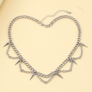 Collar con Cadena de Púas y Tachuelas, Colgante Geométrico de Una Sola Capa de Aleación de Zinc, Accesorio de Moda - Product Image 4