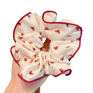 Corbata de pelo elástica de seda satinada para niñas de estilo europeo y americano con lazo francés, accesorios para niños, diademas - Product Image 5
