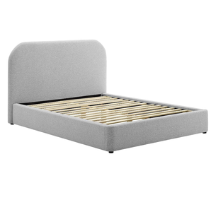 Hiện Đại Nữ Hoàng Khung Giường Với Đường Cong Hình Đầu Giường Ánh Sáng Màu Xám Vải Bọc, Nữ Hoàng Kích Thước Nền Tảng Giường - Product Image 4