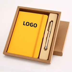 สมุดบันทึกปกแข็งหนัง PU ของขวัญโปรโมชั่น ขนาด A5 100 แผ่น เย็บเข้าเล่ม ใช้งานง่าย พร้อมกล่องของขวัญ สำหรับสำนักงาน รับสกรีนโลโก้ - Product Image 1