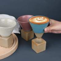 Tasse à café en porcelaine vintage de style japonais, tasse à expresso en céramique grossière avec base pour latte cappuccino