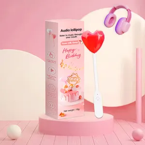 Innovative Custom Candies Toy Bone Conduction Audio Music Lollipop Rose Flavor