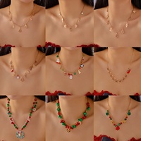 Collier de Noël SongYi avec plusieurs breloques, pendentif bonhomme de neige, renne, couronne, pour femmes, bijoux de fête