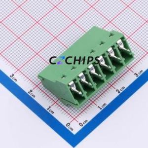 DB129S-5.08-6P-GN-S Screw Terminal Block Through hole Component (THT),P=5mm Connector 1x6P 5.08mm Green Through Hole - Product Image 2
