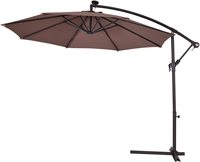 Parasol de plage extérieur avec éclairage solaire LED, grand parasol banane pour patio, mobilier de jardin suspendu, parasol déporté