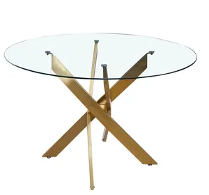 2024用餐圆形餐桌套装玻璃现代4椅套装餐桌和椅子