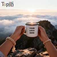 Mug en émail de 12 oz pour sublimation, blanc vierge, pour camping, café, imprimable par transfert thermique, pour impression DIY, vaisselle d'extérieur, vente en gros