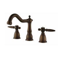 Robinet européen en cuivre à trois trous, chaud et froid, à double poignée, pour lavabo, ensemble trois pièces, finition or antique