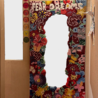 Tufting cadre de miroir fait à la main artisanat incroyable conception de fleurs miroir de poinçon cadre rétro miroirs tuftés pour décoration murale