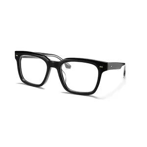 Moldura de óculos polarizada ótica quadrada para mulheres e homens, óculos feitos à mão em acetato Uv400
