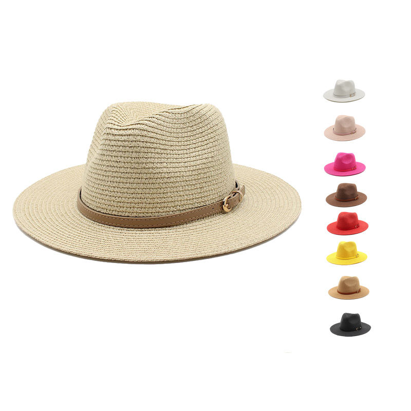 Wholesale Panama Men's Jazz Hat Fedora Women's Beach Travel Sun Hats Custom  Logo Large Brimmed Floppy Straw Hats