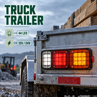 Feu arrière combiné HSSH 44 LED avec cadre en fer 12V 24V, feux stop, clignotants et marche arrière pour camion et remorque