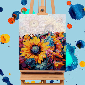 Kit de Pintura por Números de Girasoles, Pintura al Óleo DIY para Adultos Principiantes, Lienzo, Decoración de Pared para el Hogar, Regalo - Product Image 3