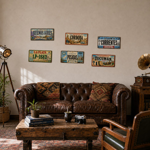 Letrero Metálico Decorativo Vintage de Argentina con Paisaje Urbano, Placa Rústica Retro de Metal, Póster de Pared Estilo Antiguo para Tienda - Product Image 3