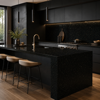 Carrelage en granit noir Galaxy - Poli, polyvalent, pour cuisine, salle de bain, salle à manger, style design chinois, finition surface affinée