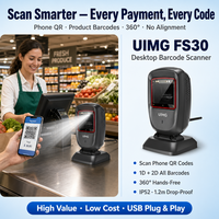 Lecteur de codes-barres mains libres abordable FS30 1D 2D IP52 USB pour restaurant, paiement mobile, comptoir