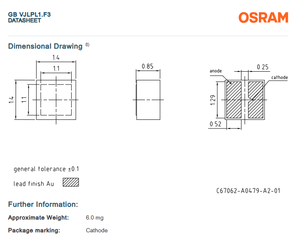 ชิปไฟ LED ออสแรมส VJLPL1.F3-JRJT-BABB-1 1414SMD สีฟ้า450-480nm 1W ระบบไฟ59.5LM - Product Image 3