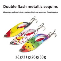 Leurre artificiel dur en métal, spinnerbait à double lame scintillante, hameçon triple en forme de saule rouge pour achigan