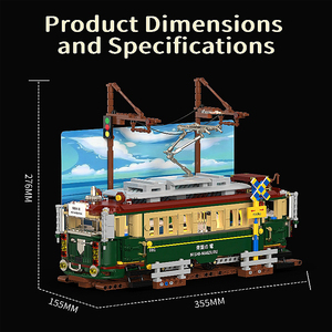 Huiji H1018 2026 NUOVO MOC City Vintage <span class=keywords><strong>Tram</strong></span> Street Scene Modello Scena di Strada Fai da Te Giocattoli Educativi Regalo di Compleanno per Ragazza Set di Costruzioni - Product Image 6