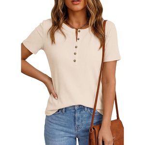 Top in maglia da donna a maniche corte, camicia Henley traspirante, casual, primaverile ed estiva, abbigliamento alla moda - Product Image 2