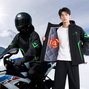 Ensemble imperméable <span class=keywords><strong>moto</strong></span> (veste et pantalon) en polyester avec doublure en coton, durable et coupe-vent, idéal pour la randonnée, les voyages et les activités de plein air - Product Image 2