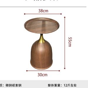 Mesa auxiliar de nogal, mesa de centro redonda de madera, mesa auxiliar para sofá de sala de estar, mesa auxiliar para cama - Product Image 2