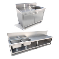 Évier de cuisine professionnel en acier inoxydable avec tiroir et étagère inférieure, table de préparation robuste pour la restauration