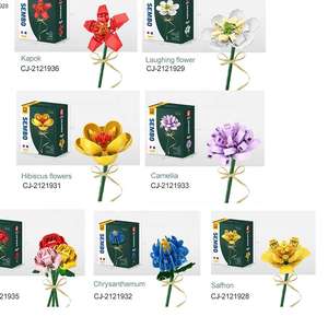 Regalo de <span class=keywords><strong>cumpleaños</strong></span> educativo ramo romántico creativo Diy ensamblar plástico ladrillo bloque de construcción flor - Product Image 6