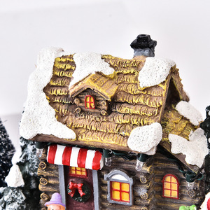 Led natale inverno case del villaggio di natale statuette di natale in miniatura resina ornamento Led vacanza arredamento interno camera - Product Image 5