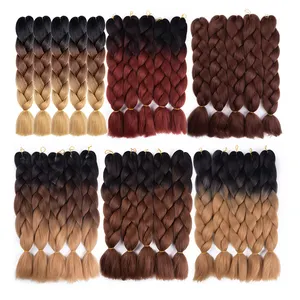 Julianna Hot selling High Temperature Fiber Synthetic 24inch 100 gram unfolded 48inch Ombre Ultra Braiding Hair Jumbo Braid Hair