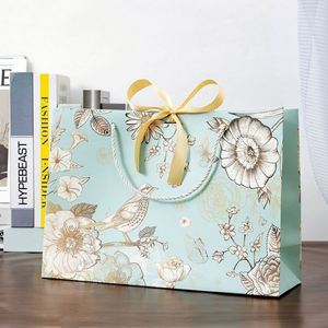 Custom Personalized Print Logo <b>Sliding</b> Jewelry Box Folding Shopping Paper Gift Bags with Rope Handles - Product Image 4