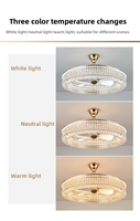 Ventilateur en cristal de style nordique lumière au plafond chambre à coucher de luxe salle à manger Led ventilateur de plafond moderne avec lumière et télécommande