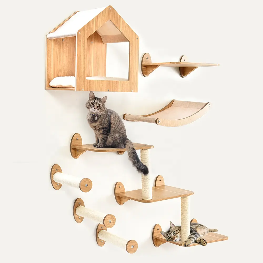 Gatti Scratching Ladder Shelf Climb Track mobili per animali domestici mensole a parete per gatti montate