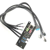 Panel Frontal para Caja de Ordenador con Puerto LAN Ethernet y USB 3.0 + USB 2.0, Puerto de Audio, Micrófono, Auriculares y Cable