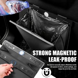 <b>Car</b> Magnetic Trash Bag Leather Hanging Storage Rectangular Waterproof Multi Functional For <b>Car</b> <b>Interior</b> Cleaning - Product Image 1