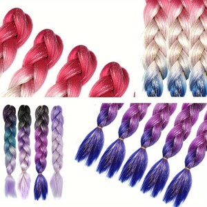Peluca de Fibra Sintética con <span class=keywords><strong>Trenzas</strong></span> Dobles Estilo Hip-Hop, Color Degradado, Venta al Por Mayor del Fabricante - Product Image 4