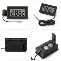 Termómetro Digital LCD, Medidor de Temperatura, Negro/Blanco