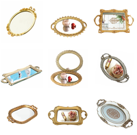 Miroirs irréguliers en gros pour l'exportation, style baroque vintage, ornements miniatures en résine tridimensionnels pour Noël