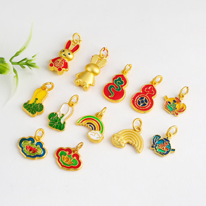 Pendentif gourde émaillée chinoise traditionnelle en alliage, composants de bijoux pour la fabrication de bracelets et colliers DIY, vente en gros - Product Image 3