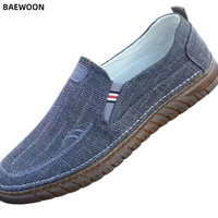 BAEWOON B12 Chaussures de travail en toile de style ancien de Pékin de haute qualité, respirantes, pour hommes, chaussures décontractées confortables avec semelle en PVC, chaussures de marche