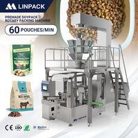 Machine d'emballage rotative LINPACK entièrement automatique pour sachets à fond plat préformés avec fermeture éclair, pour aliments lyophilisés pour chiens et animaux de compagnie