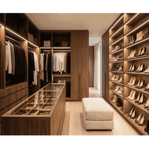 Systèmes de dressing encastré modernes de luxe en bois massif avec éclairage intégré - Product Image 4