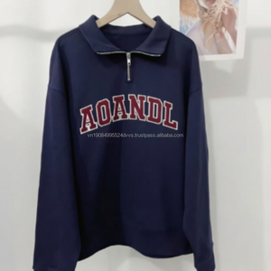 Nouveauté : Sweat-shirt zippé col montant décontracté en coton 100% uni 430g, style universitaire tendance - Product Image 1