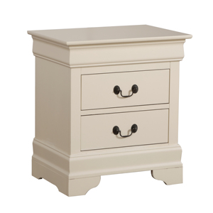 Beige Nightstand With Classic Design Two <b>Drawer</b> Bedroom <b>Storage</b> - Product Image 2