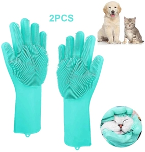 Gant de toilettage pour animaux de compagnie, éponge de nettoyage en silicone pour le bain des chiens, élimination des poils - Product Image 1