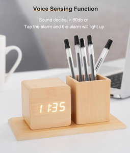 Réveil numérique LED en bois avec porte-stylo, horloge <span class=keywords><strong>de</strong></span> table <span class=keywords><strong>de</strong></span> <span class=keywords><strong>bureau</strong></span>, cadeau promotionnel, logo personnalisé, nouveau <span class=keywords><strong>design</strong></span>, horloge <span class=keywords><strong>de</strong></span> <span class=keywords><strong>bureau</strong></span> en bois - Product Image 4